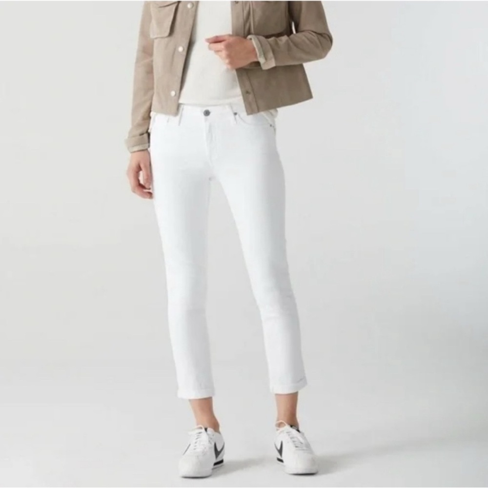 AG Adriano Goldschmied The Prima Roll-Up Cigarette White Cropped Pants 28R